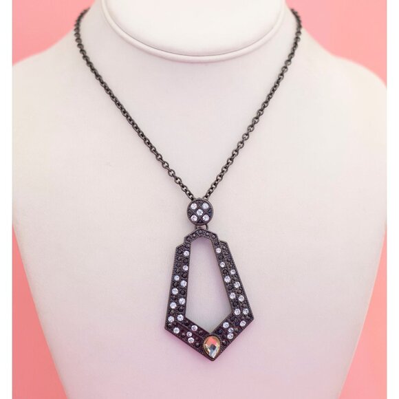 Vintage Unique Geometric Precious Rhinestones Necklace 18 inch - P19 - Picture 2 of 3